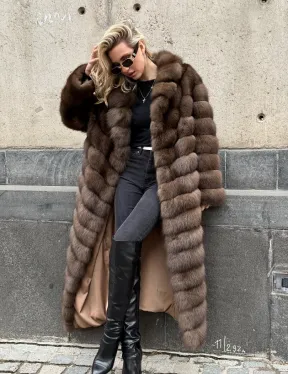 Длинная шуба из меха куницы Exclusive fur