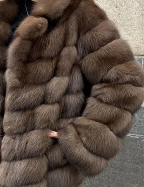 Длинная шуба из меха куницы Exclusive fur