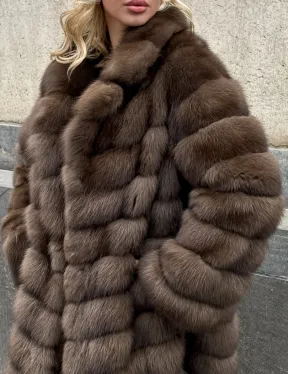 Длинная шуба из меха куницы Exclusive fur