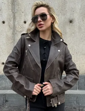 Косуха женская из винтажной кожи
