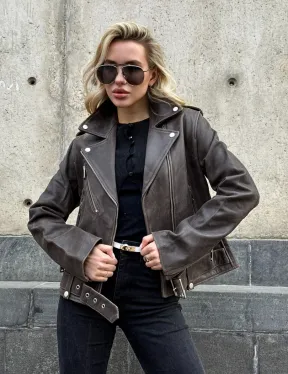 Косуха женская из винтажной кожи