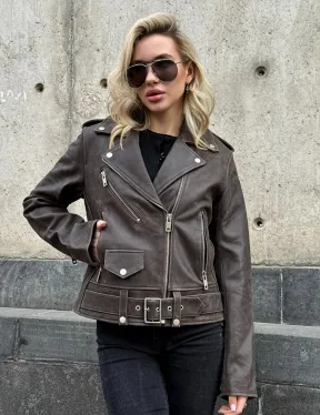 Косуха женская из винтажной кожи