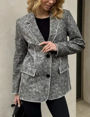 Женский кожаный пиджак Retro style весна 2025 - Vintage Marble