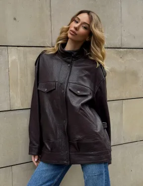 Кутка - бомбер оверсайз из натуральной кожи в стиле Y2K