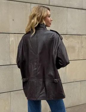 Кутка - бомбер оверсайз из натуральной кожи в стиле Y2K