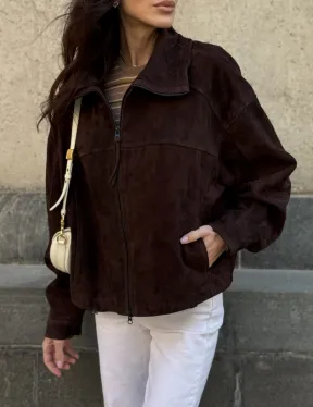 Демисезонная короткая замшевая куртка 