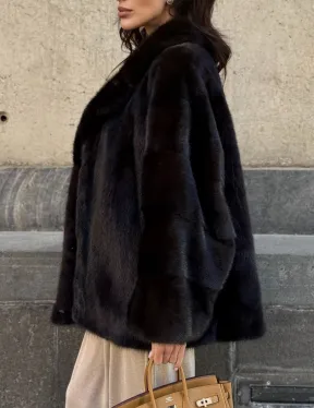 Норковая шуба в цвете махагон