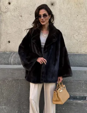 Норковая шуба в цвете махагон