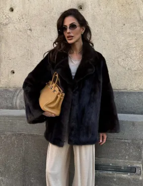 Норковая шуба в цвете махагон