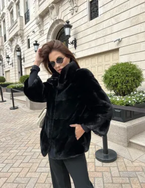 Черная короткая шуба из аукционной норки NAFA