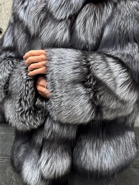 Шуба из чернобурки воротник стойка