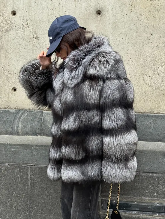 Шуба из чернобурки воротник стойка