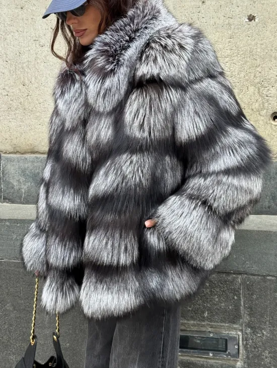 Шуба из чернобурки воротник стойка