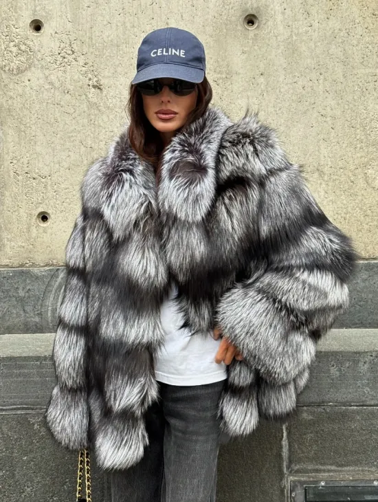 Шуба из чернобурки воротник стойка