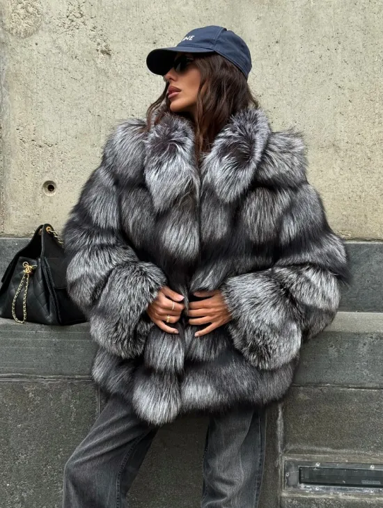 Шуба из чернобурки воротник стойка
