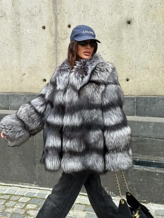 Шуба из чернобурки воротник стойка