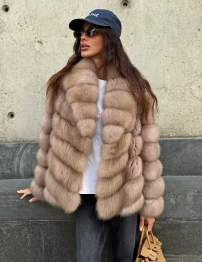 Шуба из куницы в цвете тор-тор