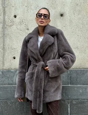 Норковая шуба лавандового цвета - VELVET