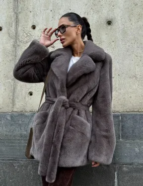 Норковая шуба лавандового цвета - VELVET