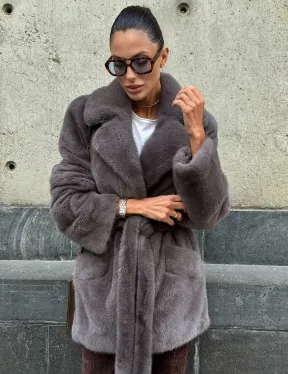 Норковая шуба лавандового цвета - VELVET