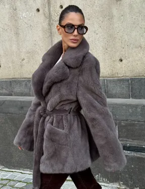 Норковая шуба лавандового цвета - VELVET