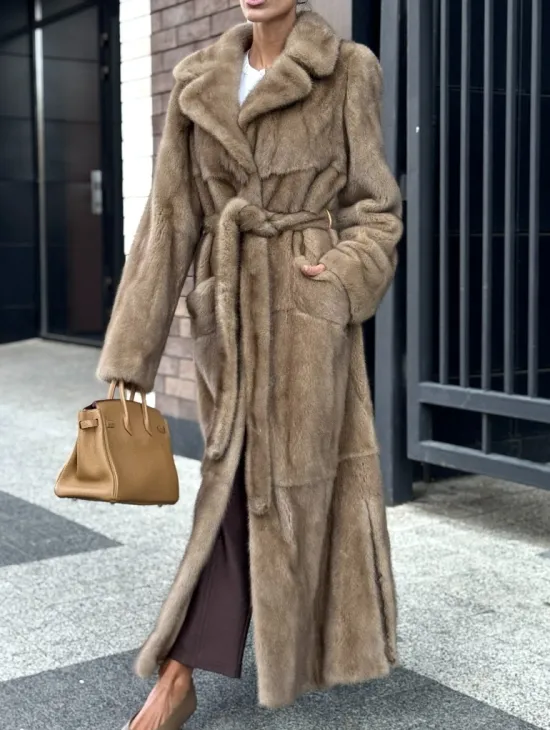 Женская длинная норковая шуба Pastel