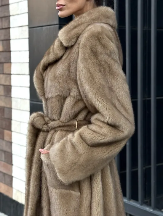 Женская длинная норковая шуба Pastel