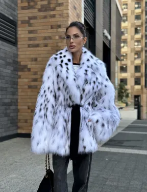 Шуба летучка из меха лисы под рысь Exclusive