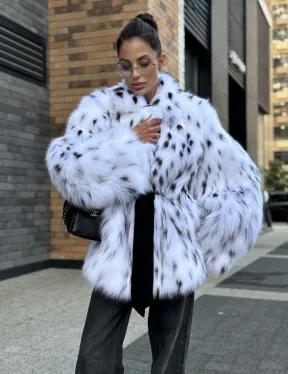 Шуба летучка из меха лисы под рысь Exclusive