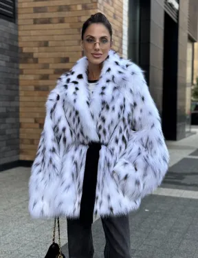Шуба летучка из меха лисы под рысь Exclusive