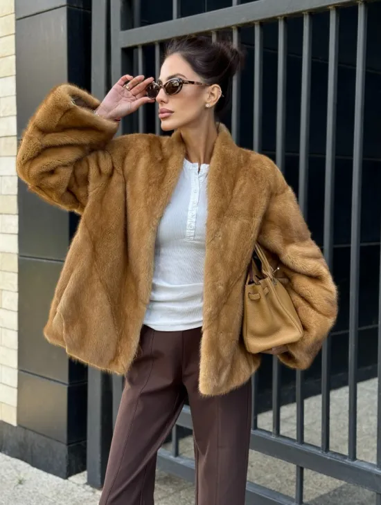 Норковый жакет Gold воротник V-образный