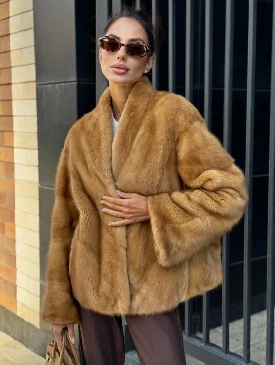 Норковый жакет Gold воротник V-образный