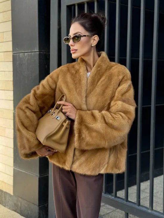 Норковый жакет Gold воротник V-образный