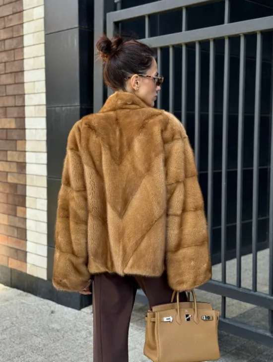 Норковый жакет Gold воротник V-образный