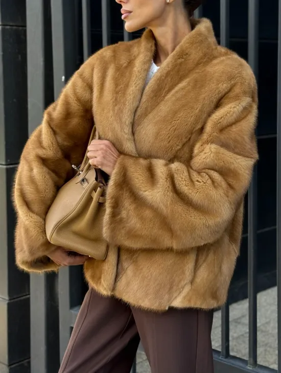 Норковый жакет Gold воротник V-образный