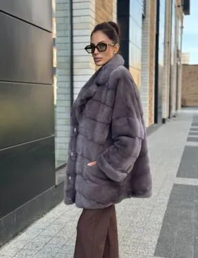 Шуба норковая - жакет лаванда