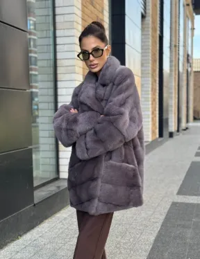 Шуба норковая - жакет лаванда