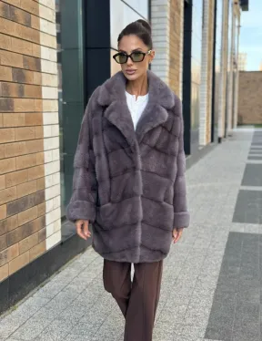 Шуба норковая - жакет лаванда