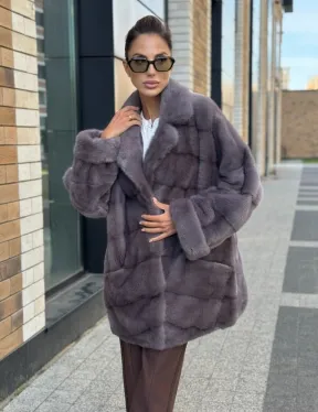 Шуба норковая - жакет лаванда