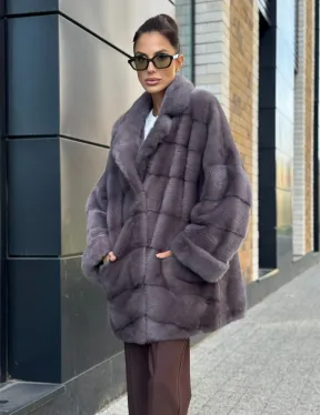 Шуба норковая - жакет лаванда