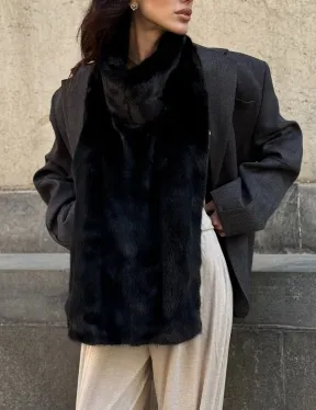 Черная норковая манишка