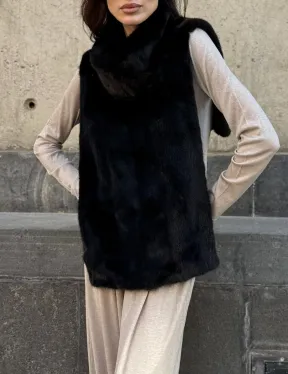 Черная норковая манишка