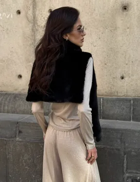 Черная норковая манишка