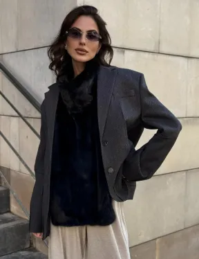 Черная норковая манишка