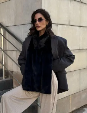Черная норковая манишка