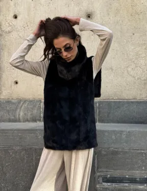 Черная норковая манишка