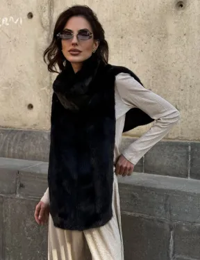 Черная норковая манишка