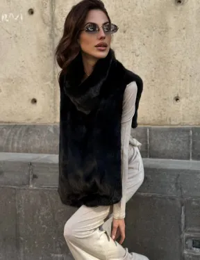 Черная норковая манишка