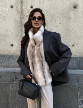 Женская манишка из норки крестовки