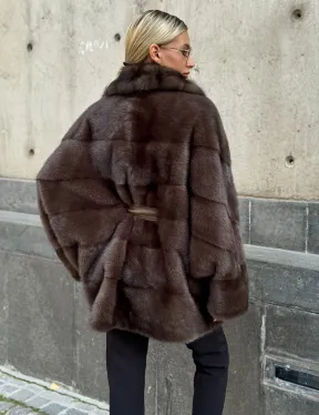 Полушубок норковый женский с воротником куница